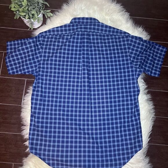Ralph Lauren Blake blue checkered short sleeved button down sz large - Picture 4 of 6